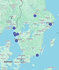 Karta som visar blue schools i Sverige