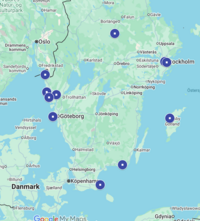 Karta som visar blue schools i Sverige